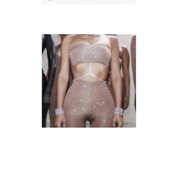 Skims x Swarovski Jelly Sheer Crystal High Waisted Leggings Sienna L NEW Stretch - Picture 8 of 11